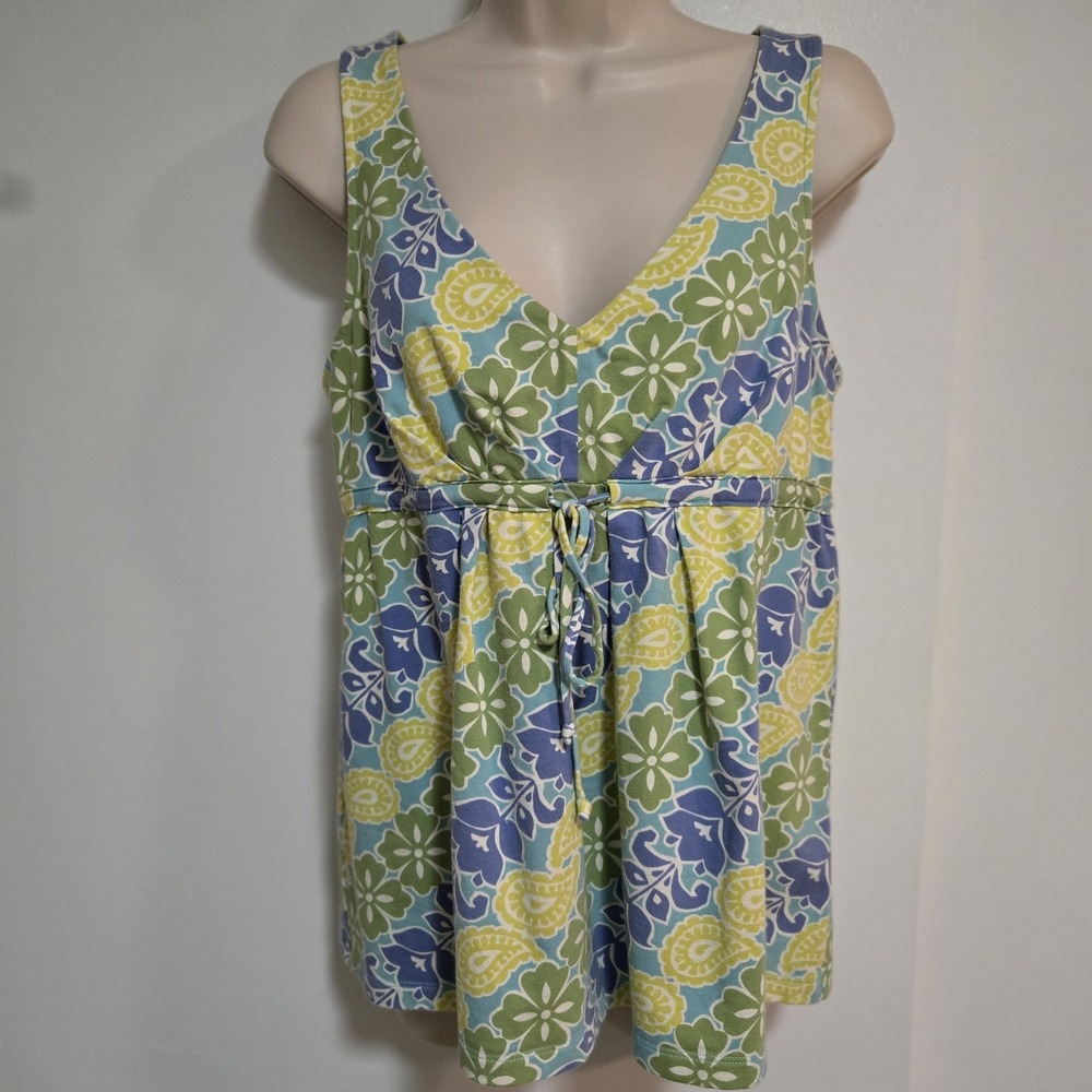 TOMMY‎ BAHAMA Size Medium Bright & Colorful Hawaiian Floral Tank Top